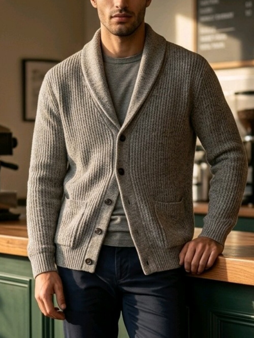Polo by Ralph Lauren Men's Shawl Collar Cardigan - Gray